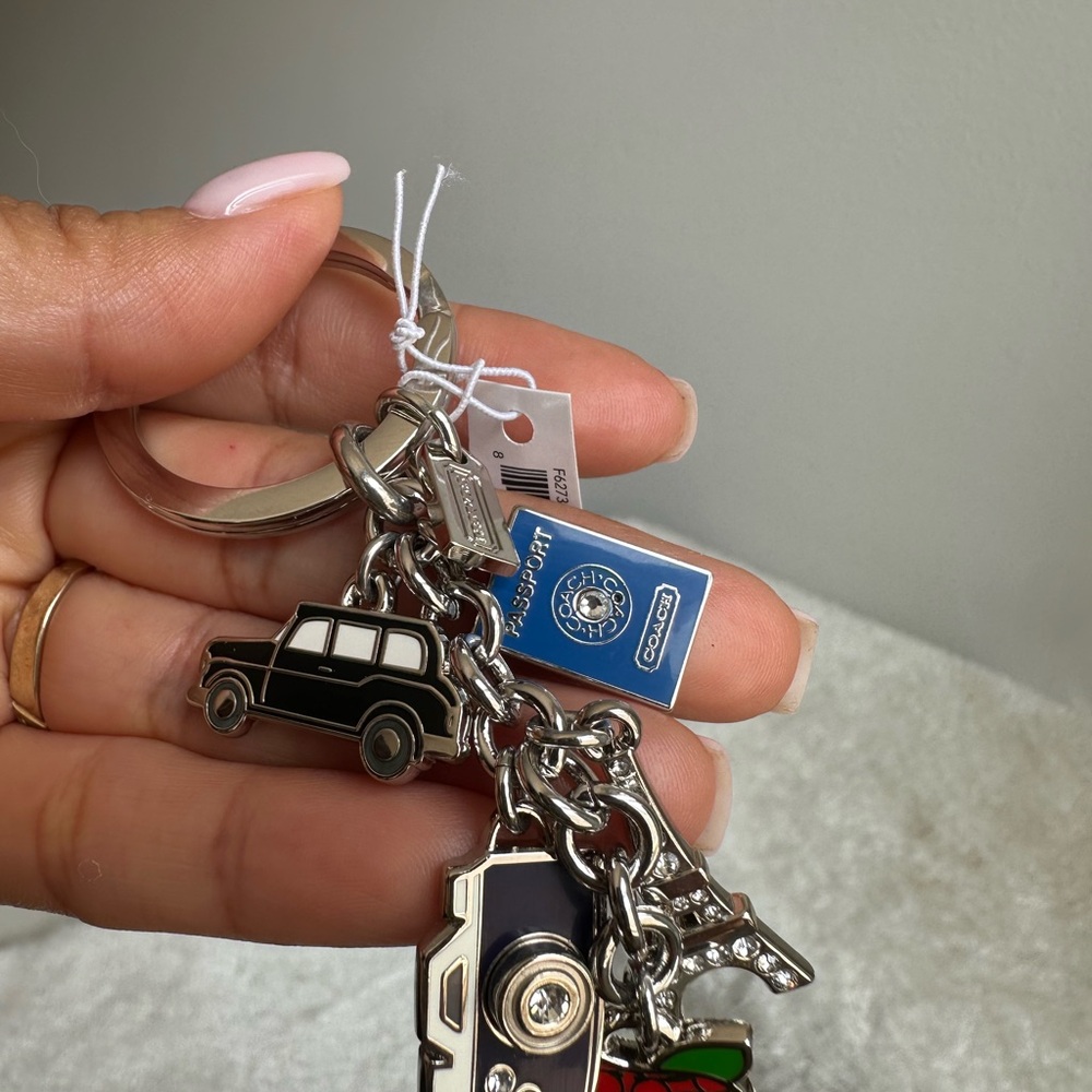 Coach Black and Silver Car Keychain